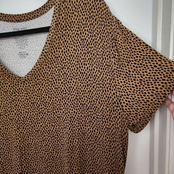 Nine West Soft Spun Womens Shirt Sleeve Animal Print V-Neck Rayon T-Shirt XXL - Picture 3 of 5